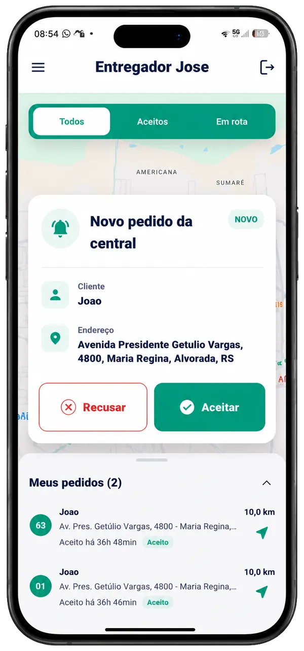 Aplicativo System Gas para entregadores